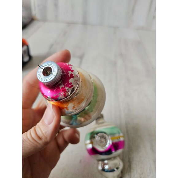 Vintage radko shiny Brite UFO striped red green tree ornament mercury glass refl - Picture 5 of 14